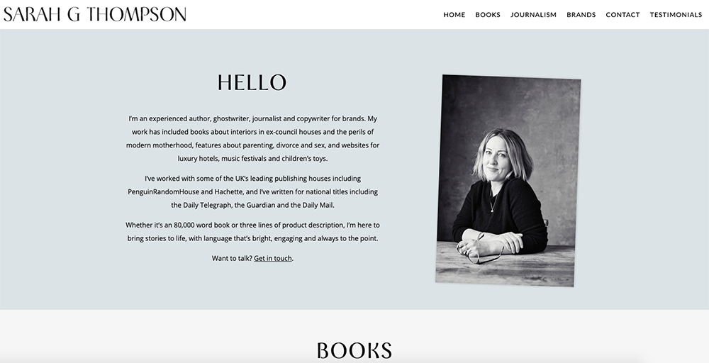 Sarah G Thompson's website by Sarah Callender Design